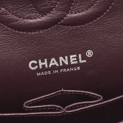 マトラッセ Wフラップ Wチェーンショルダーバッグ ラムスキン ダークパープル シルバー金具 シャネル バッグ CHANEL