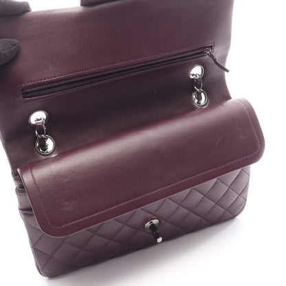 マトラッセ Wフラップ Wチェーンショルダーバッグ ラムスキン ダークパープル シルバー金具 シャネル バッグ CHANEL