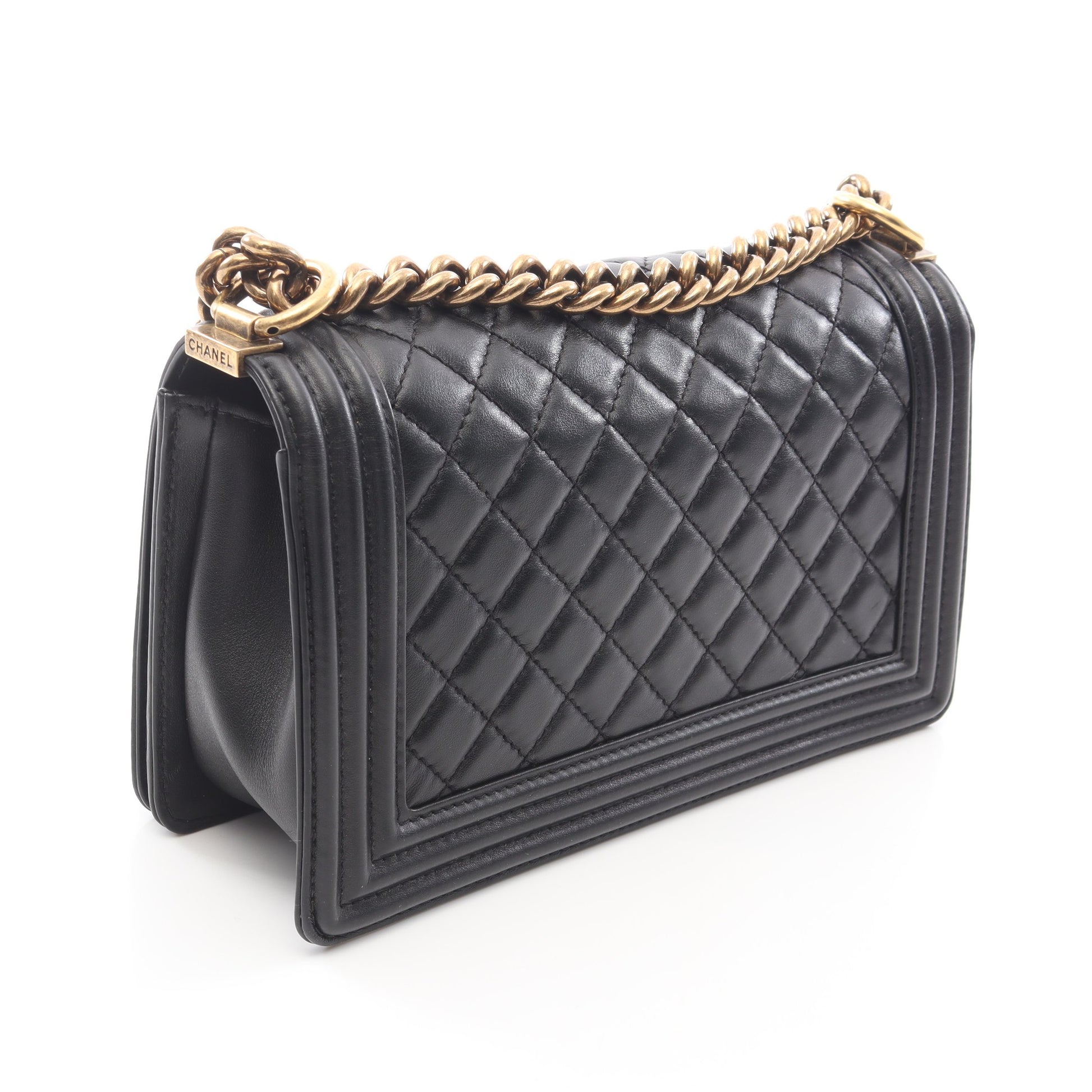 ボーイシャネル チェーンショルダーバッグ レザー ブラック ゴールド金具 シャネル バッグ CHANEL