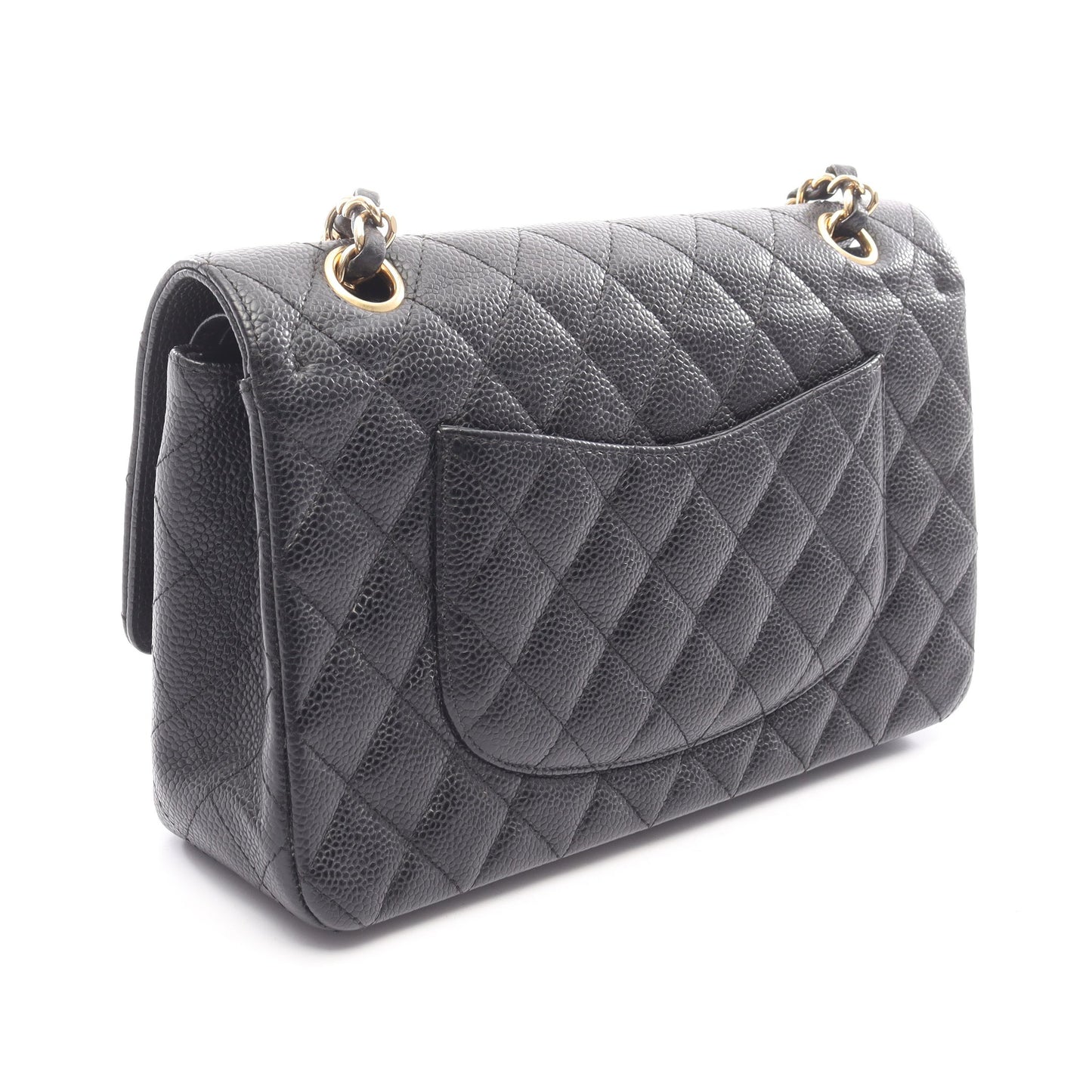マトラッセ Wフラップ Wチェーンショルダーバッグ キャビアスキン ブラック ゴールド金具 シャネル バッグ CHANEL