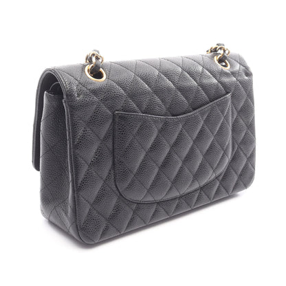 マトラッセ Wフラップ Wチェーンショルダーバッグ キャビアスキン ブラック ゴールド金具 シャネル バッグ CHANEL