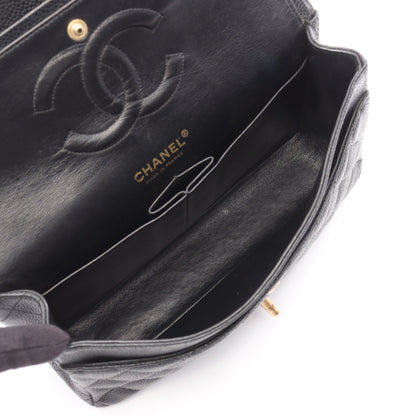 マトラッセ Wフラップ Wチェーンショルダーバッグ キャビアスキン ブラック ゴールド金具 シャネル バッグ CHANEL