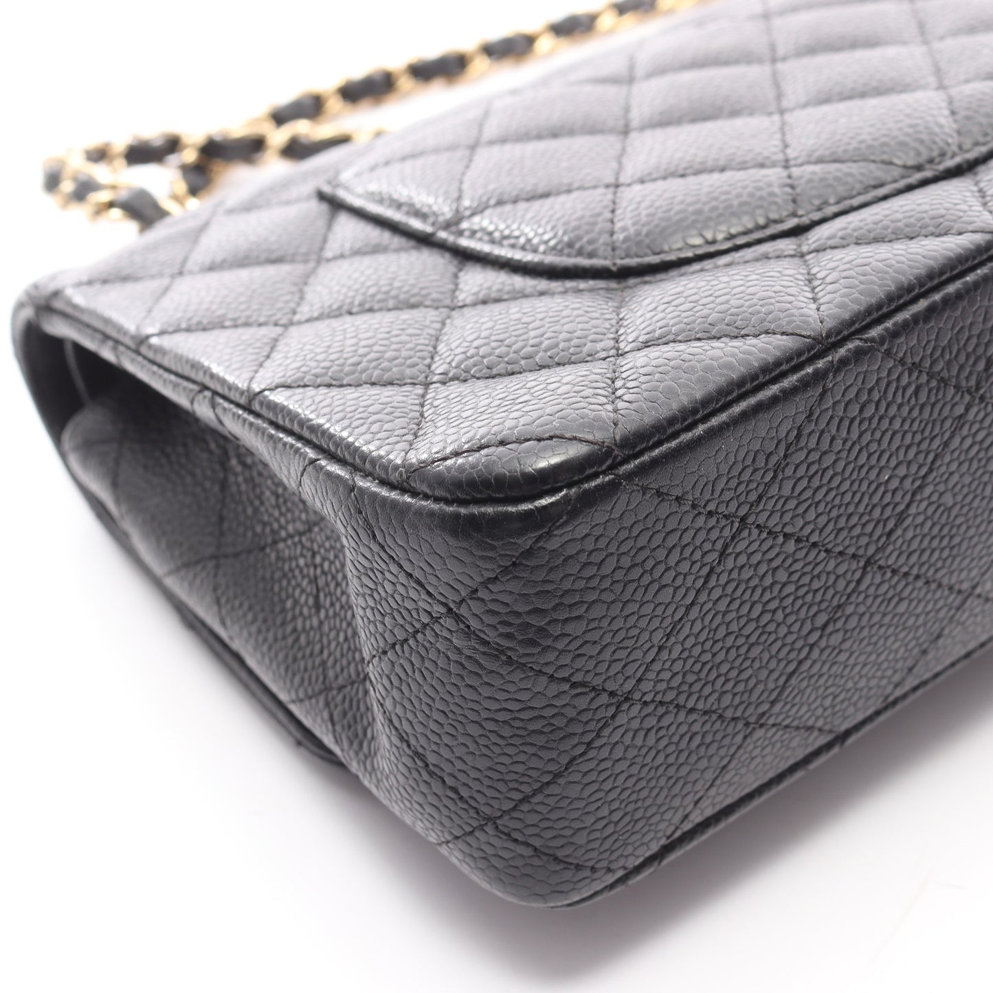 マトラッセ Wフラップ Wチェーンショルダーバッグ キャビアスキン ブラック ゴールド金具 シャネル バッグ CHANEL