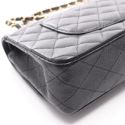 マトラッセ Wフラップ Wチェーンショルダーバッグ キャビアスキン ブラック ゴールド金具 シャネル バッグ CHANEL