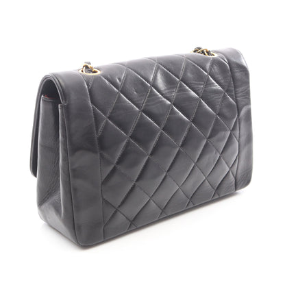マトラッセ ダイアナフラップ チェーンショルダーバッグ レザー ブラック ゴールド金具 シャネル バッグ CHANEL