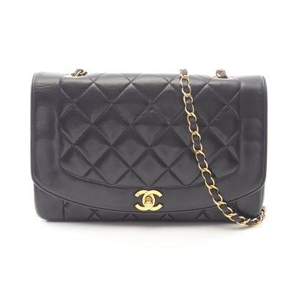 マトラッセ ダイアナフラップ チェーンショルダーバッグ レザー ブラック ゴールド金具 シャネル バッグ CHANEL