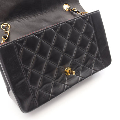マトラッセ ダイアナフラップ チェーンショルダーバッグ レザー ブラック ゴールド金具 シャネル バッグ CHANEL