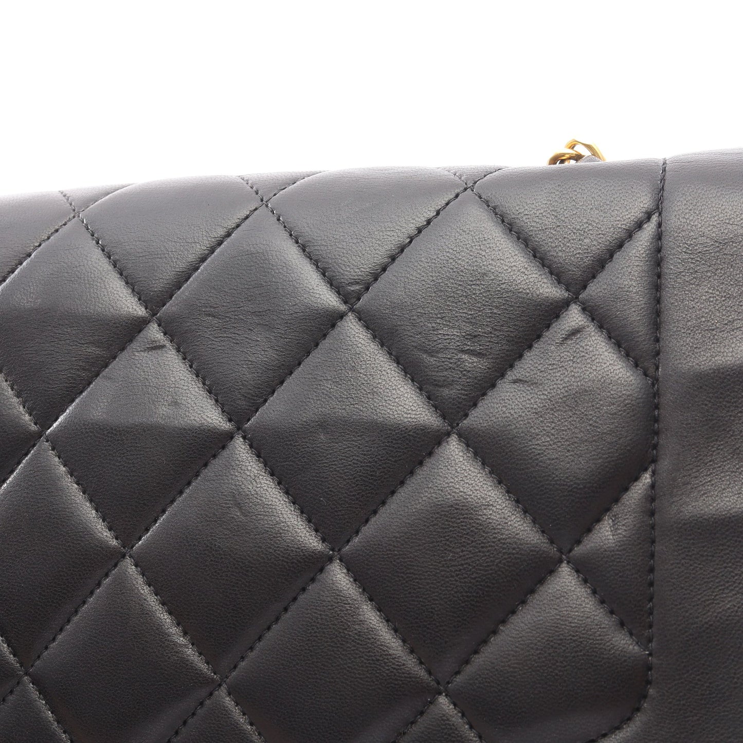 マトラッセ ダイアナフラップ チェーンショルダーバッグ レザー ブラック ゴールド金具 シャネル バッグ CHANEL