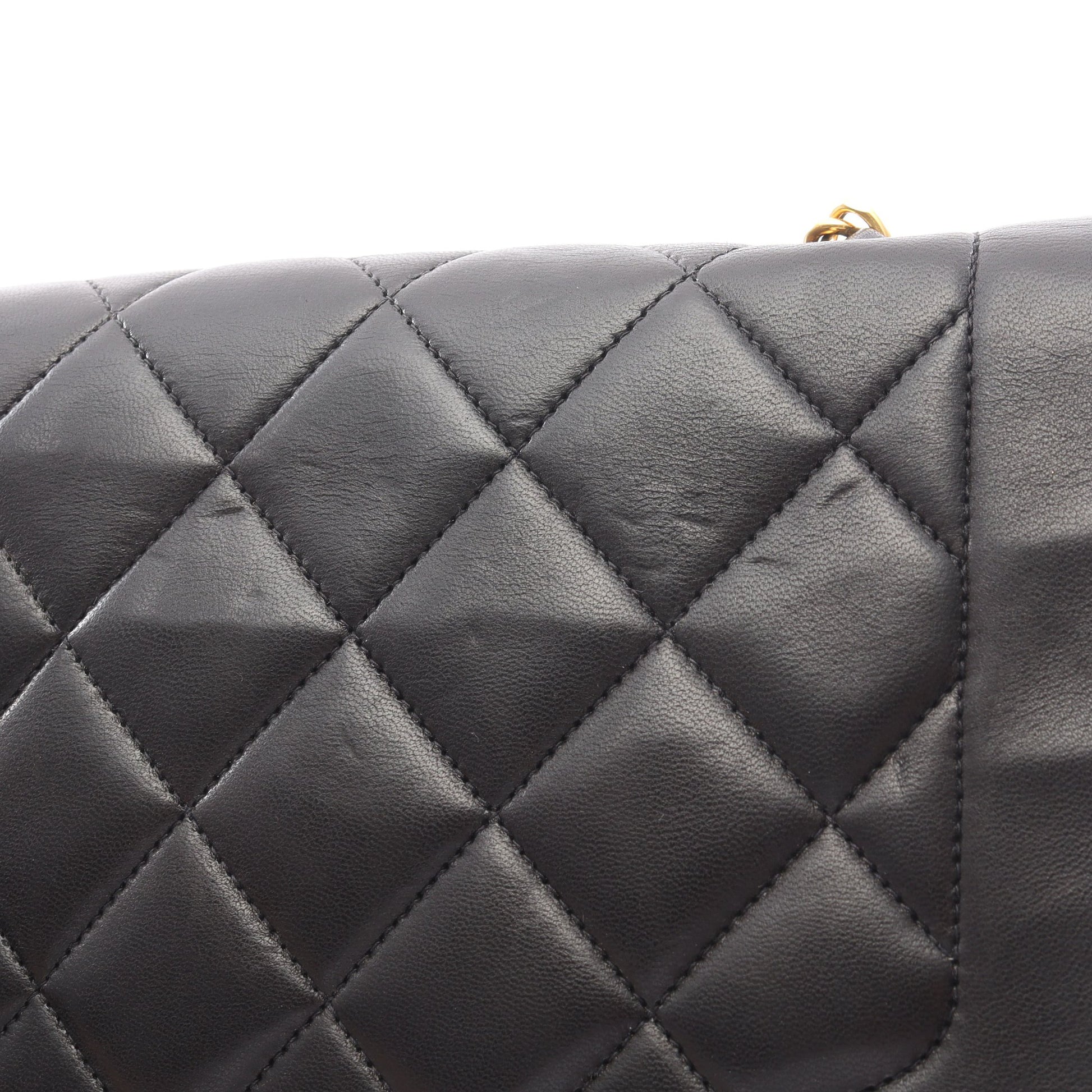 マトラッセ ダイアナフラップ チェーンショルダーバッグ レザー ブラック ゴールド金具 シャネル バッグ CHANEL