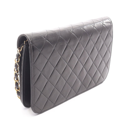 マトラッセ フルフラップ チェーンショルダーバッグ ラムスキン ブラック ゴールド金具 シャネル バッグ CHANEL