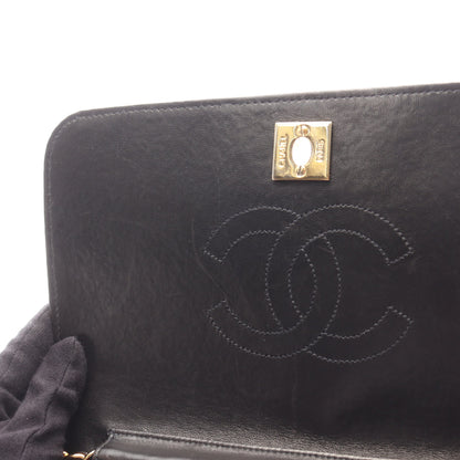 マトラッセ フルフラップ チェーンショルダーバッグ ラムスキン ブラック ゴールド金具 シャネル バッグ CHANEL
