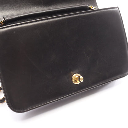 マトラッセ フルフラップ チェーンショルダーバッグ ラムスキン ブラック ゴールド金具 シャネル バッグ CHANEL