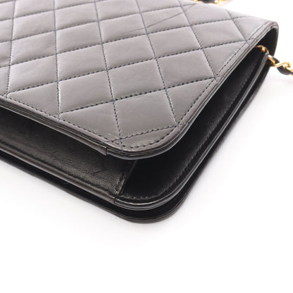 マトラッセ フルフラップ チェーンショルダーバッグ ラムスキン ブラック ゴールド金具 シャネル バッグ CHANEL