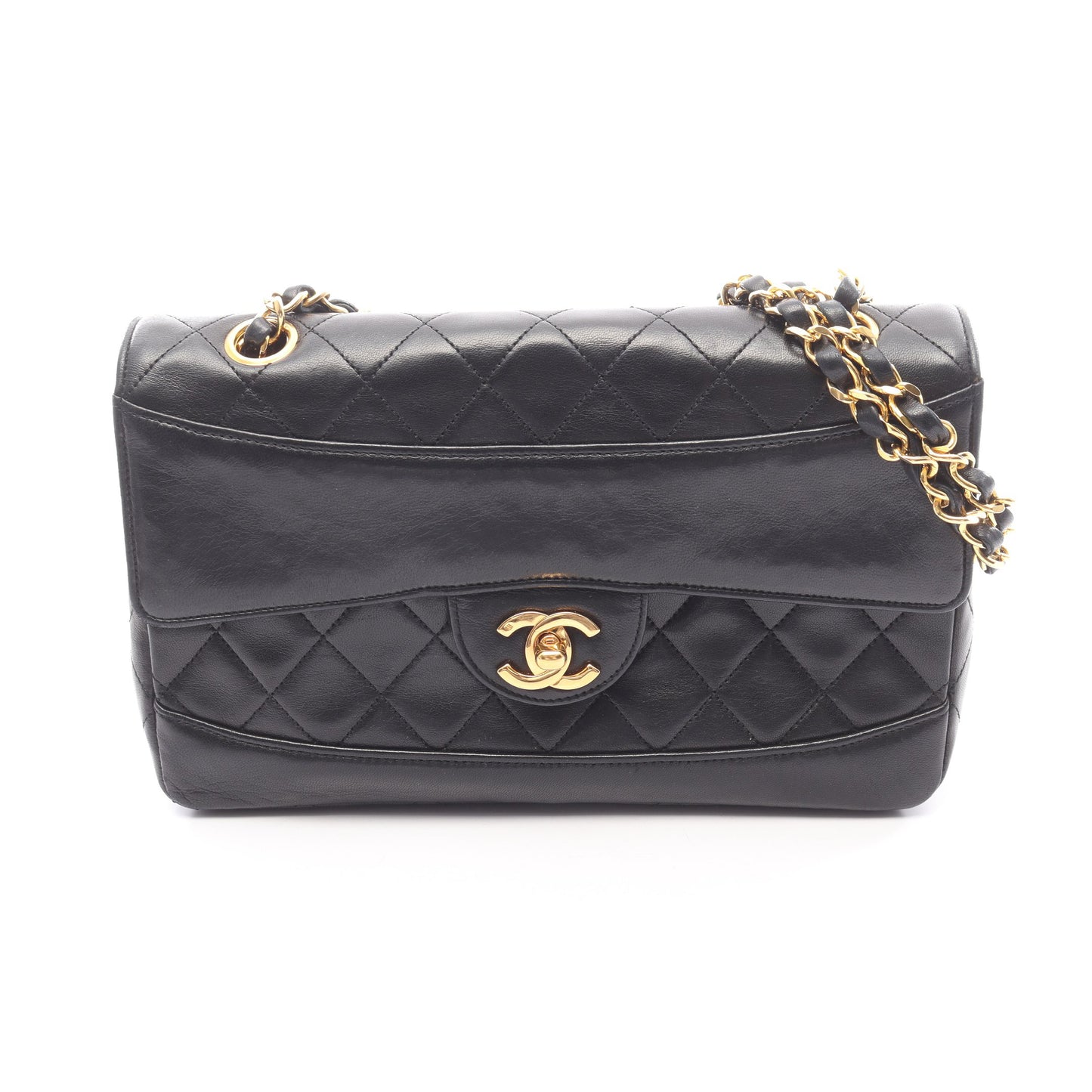 マトラッセ チェーンショルダーバッグ ラムスキン ブラック ゴールド金具 シャネル バッグ CHANEL