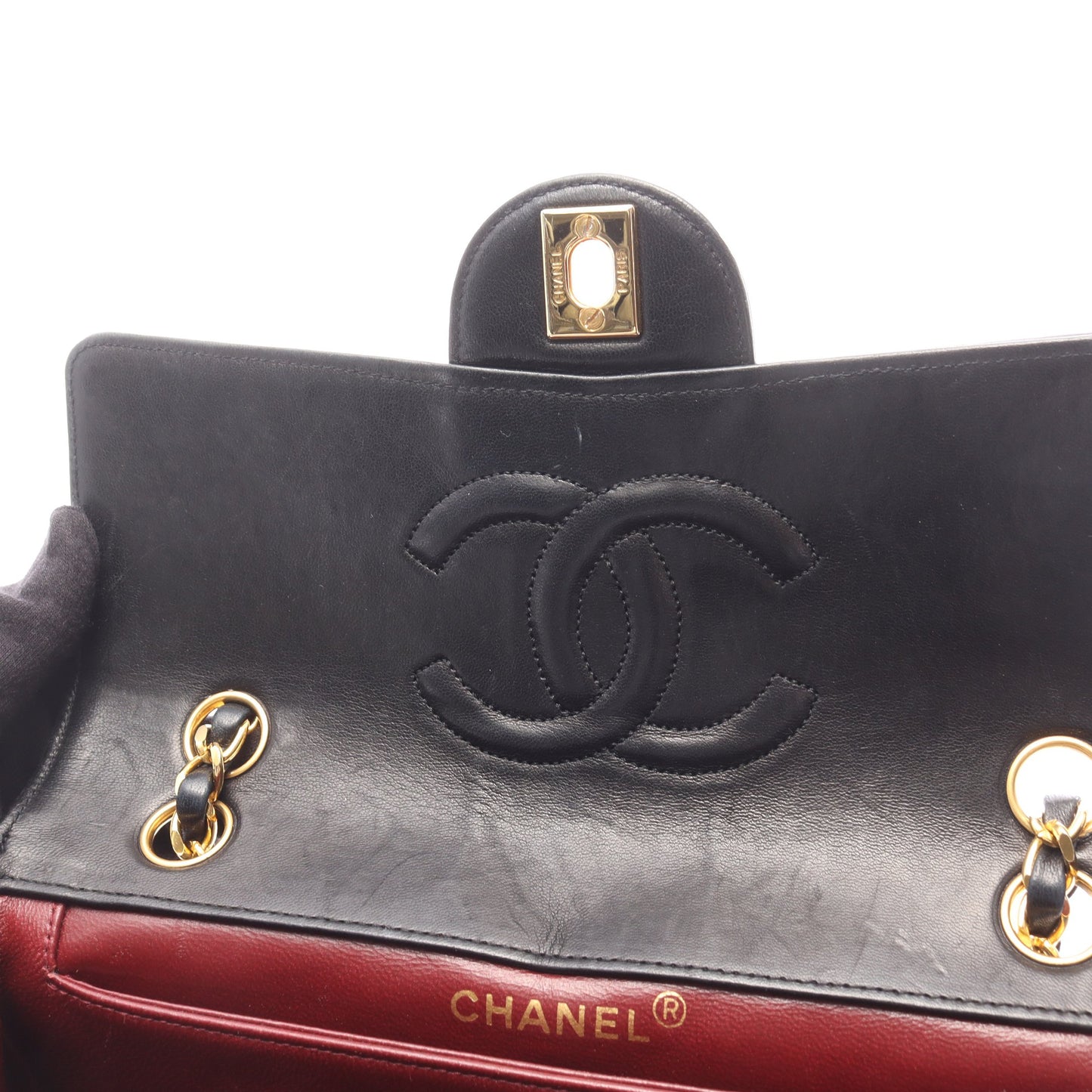 マトラッセ チェーンショルダーバッグ ラムスキン ブラック ゴールド金具 シャネル バッグ CHANEL