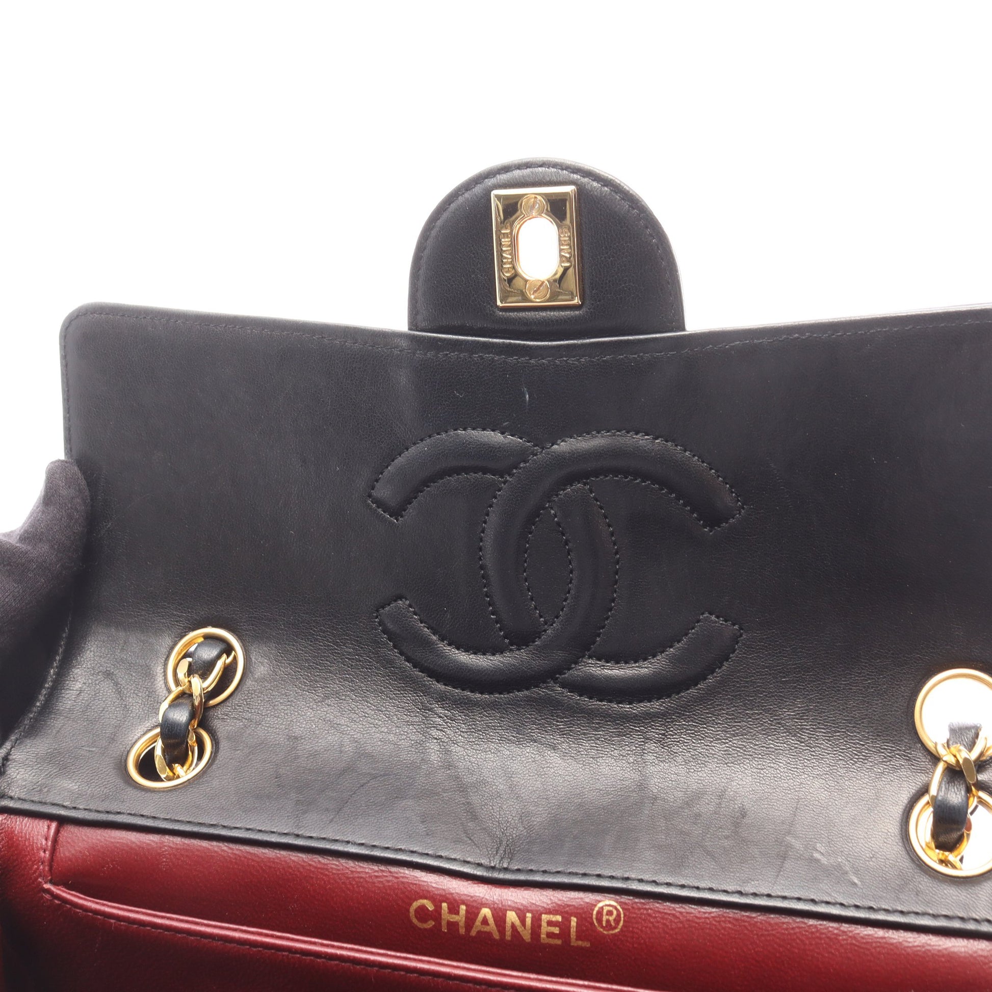マトラッセ チェーンショルダーバッグ ラムスキン ブラック ゴールド金具 シャネル バッグ CHANEL