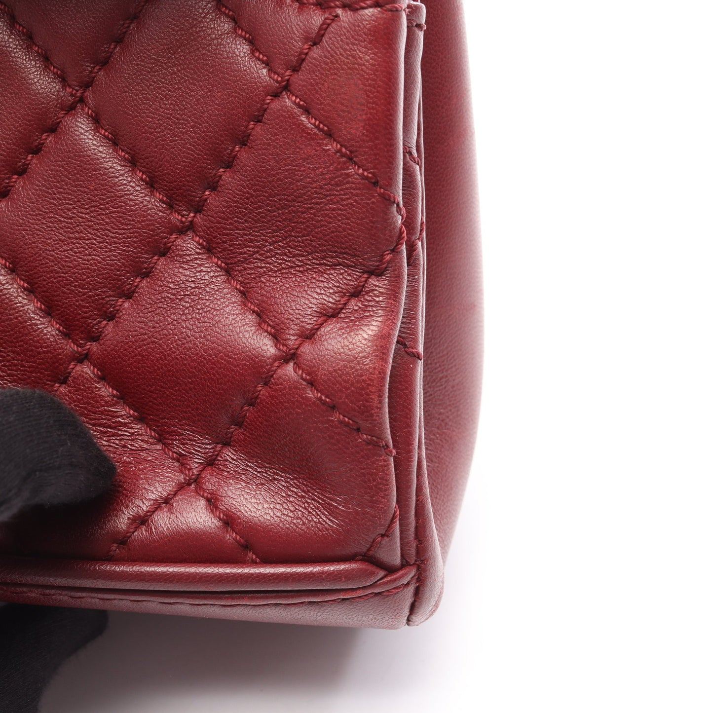 マトラッセ Wチェーンショルダーバッグ ラムスキン ボルドー シルバー金具 シャネル バッグ CHANEL