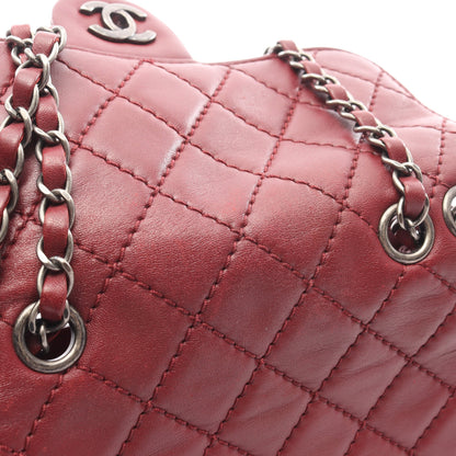 マトラッセ Wチェーンショルダーバッグ ラムスキン ボルドー シルバー金具 シャネル バッグ CHANEL