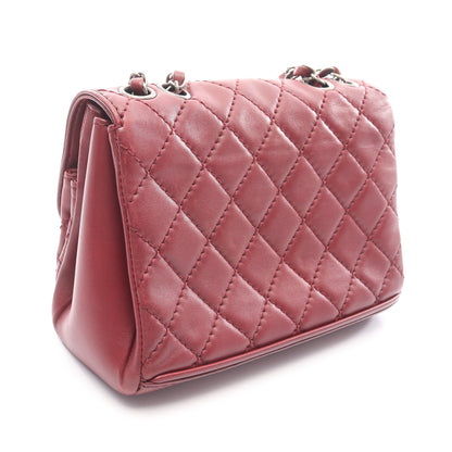 マトラッセ Wチェーンショルダーバッグ ラムスキン ボルドー シルバー金具 シャネル バッグ CHANEL