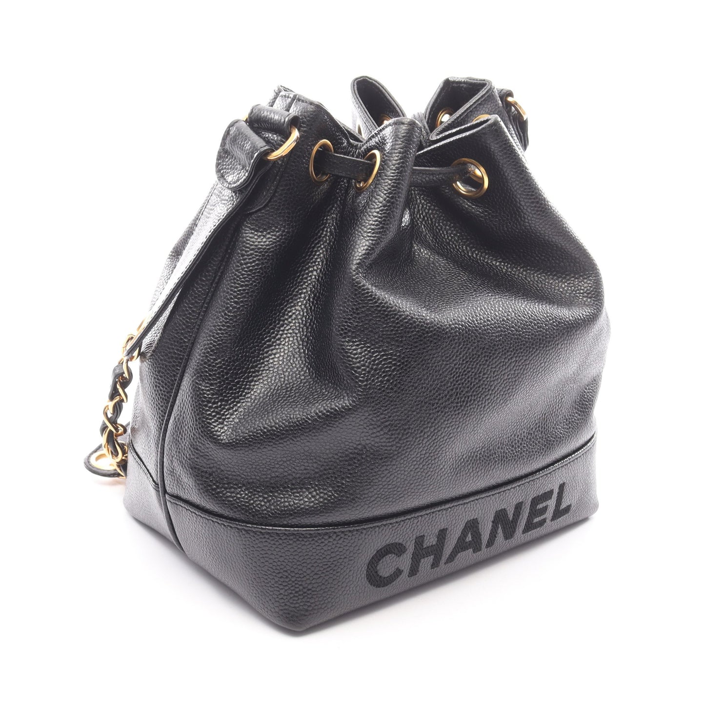 バケットバッグ チェーンショルダーバッグ キャビアスキン ブラック ゴールド金具 シャネル バッグ CHANEL