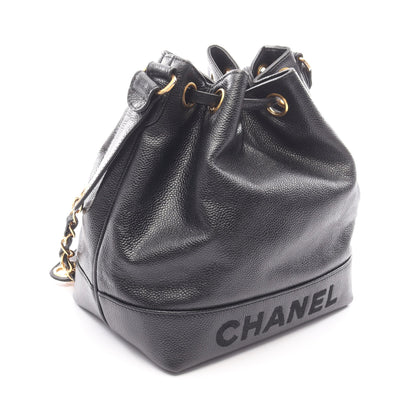 バケットバッグ チェーンショルダーバッグ キャビアスキン ブラック ゴールド金具 シャネル バッグ CHANEL