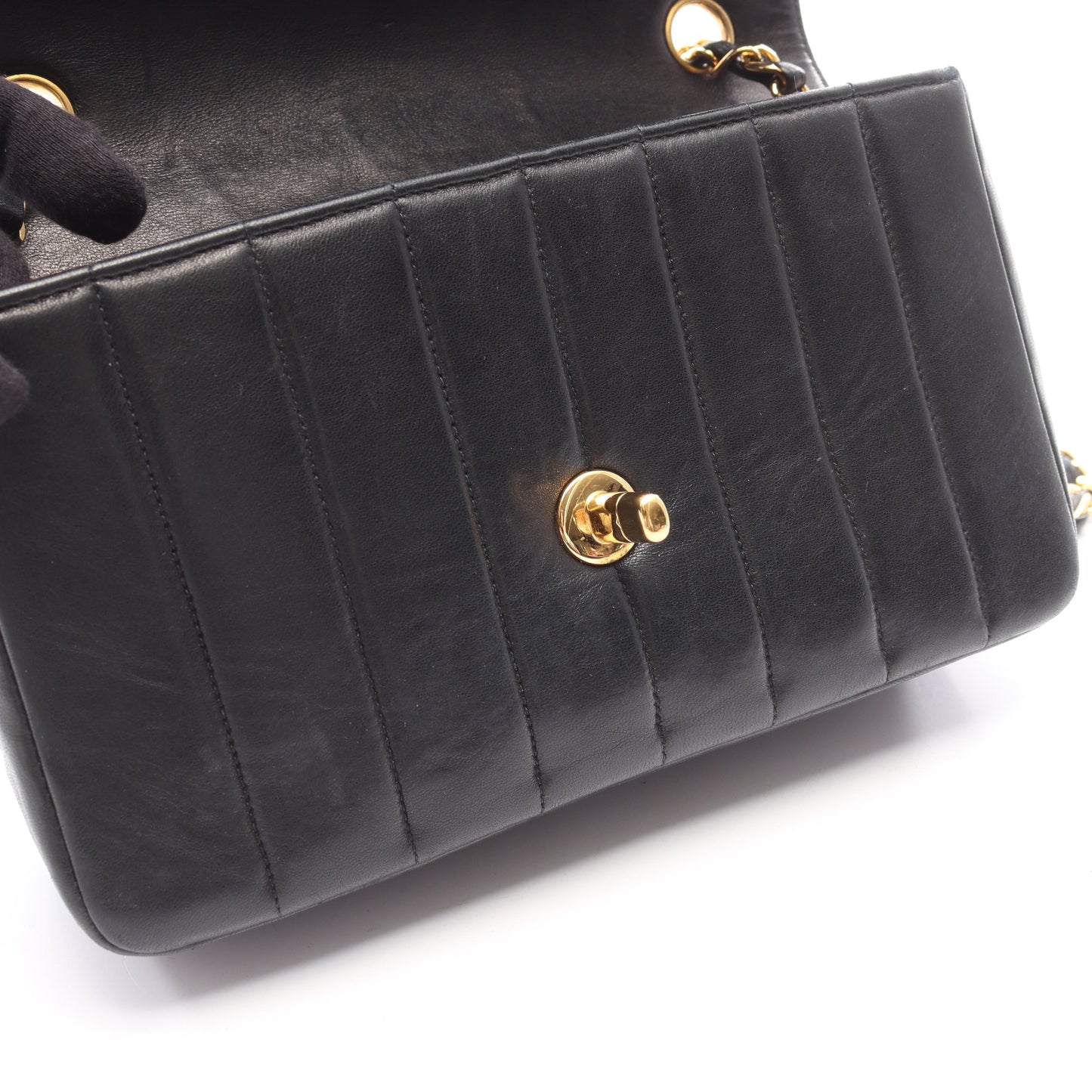 マドモアゼル チェーンショルダーバッグ ラムスキン ブラック ゴールド金具 シャネル バッグ CHANEL