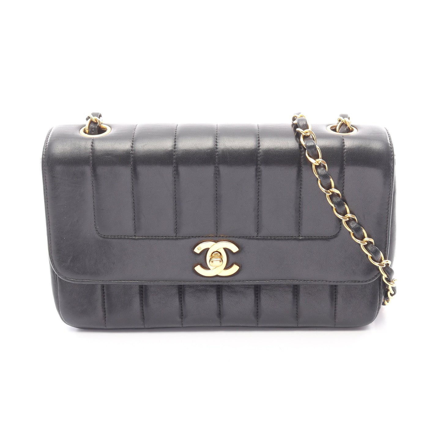 マドモアゼル チェーンショルダーバッグ ラムスキン ブラック ゴールド金具 シャネル バッグ CHANEL