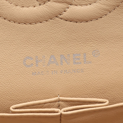 マトラッセ Wフラップ Wチェーンショルダーバッグ キャビアスキン ベージュ シルバー金具 シャネル バッグ CHANEL