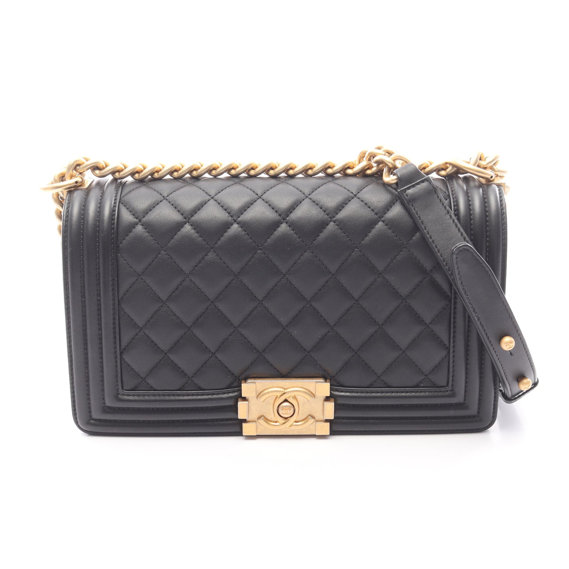 ボーイシャネル チェーンショルダーバッグ ラムスキン ブラック ゴールド金具 シャネル バッグ CHANEL