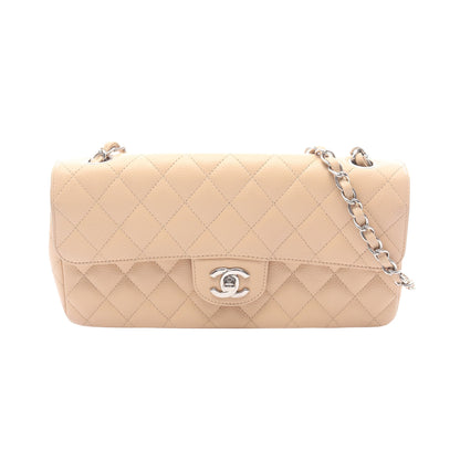 マトラッセ イーストウエスト チェーンショルダーバッグ キャビアスキン ベージュ シルバー金具 シャネル バッグ CHANEL
