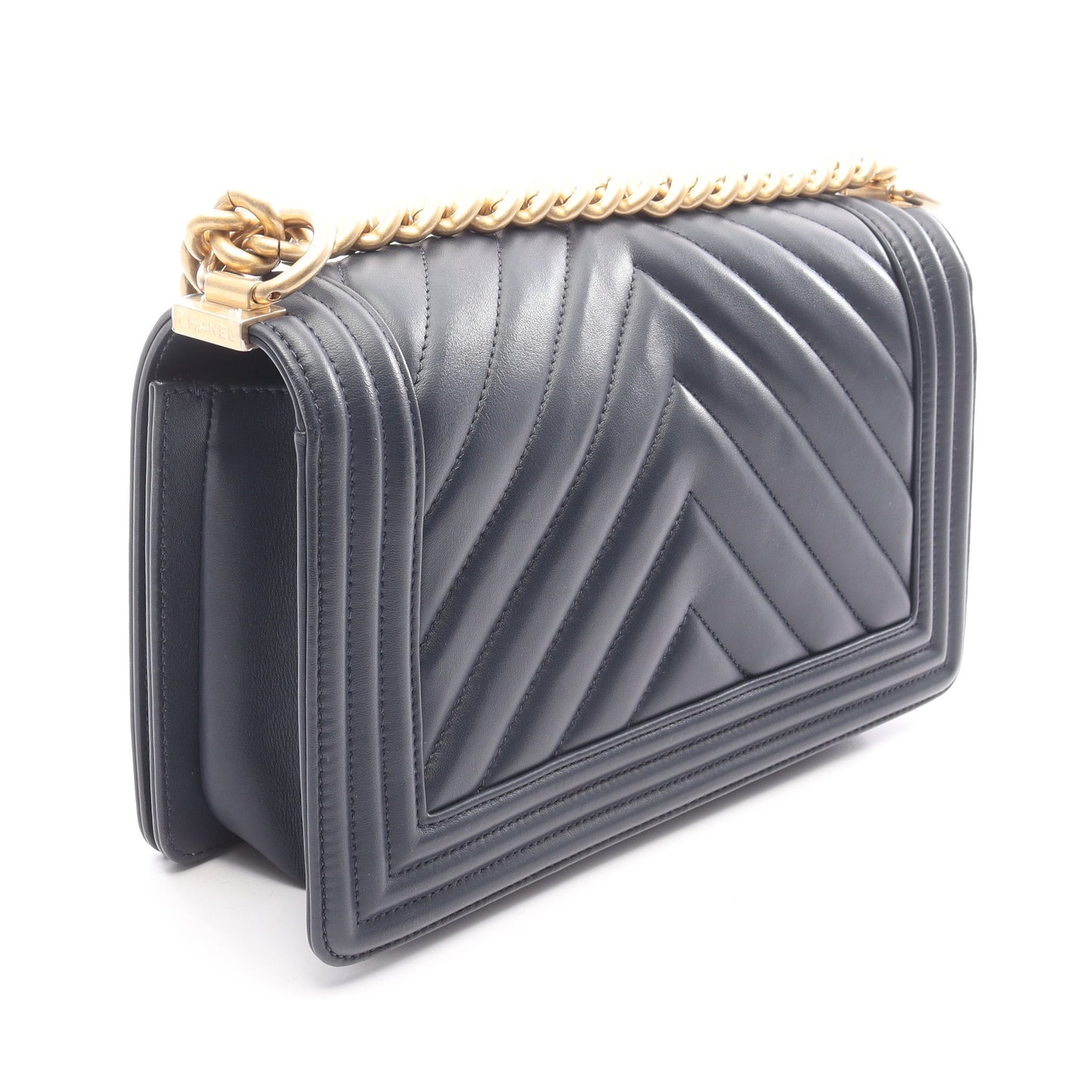 ボーイシャネル チェーンショルダーバッグ レザー ネイビー ゴールド金具 シャネル バッグ CHANEL