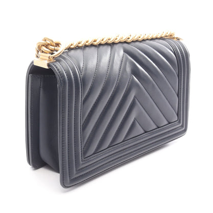 ボーイシャネル チェーンショルダーバッグ レザー ネイビー ゴールド金具 シャネル バッグ CHANEL