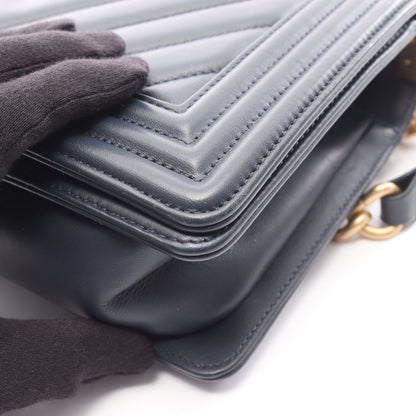 ボーイシャネル チェーンショルダーバッグ レザー ネイビー ゴールド金具 シャネル バッグ CHANEL
