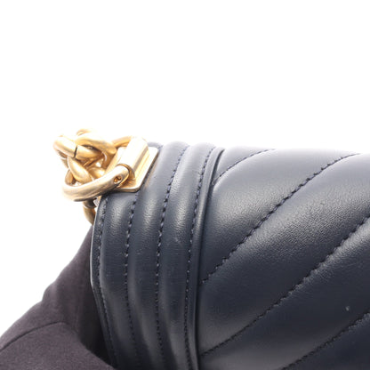ボーイシャネル チェーンショルダーバッグ レザー ネイビー ゴールド金具 シャネル バッグ CHANEL