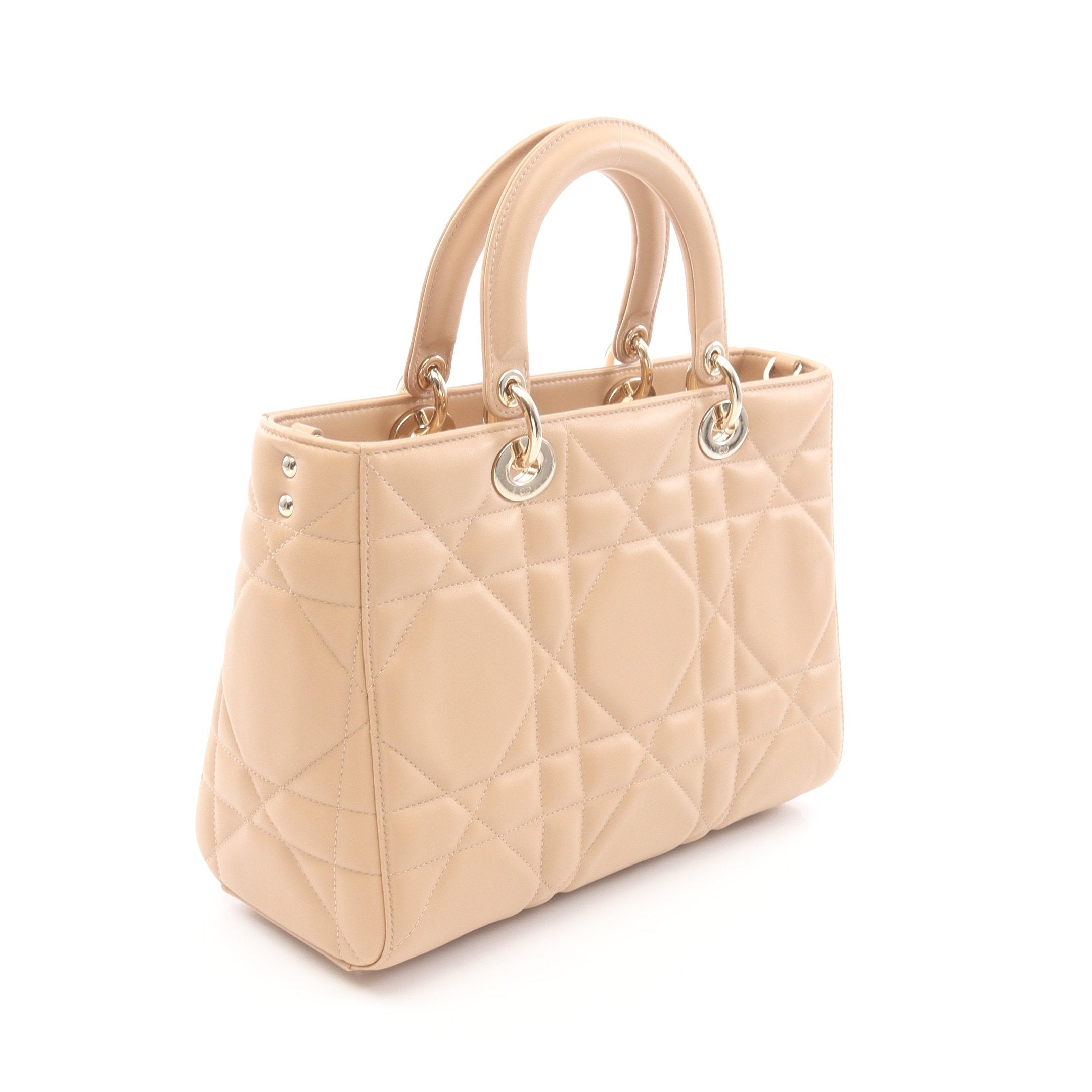 Christian Dior／クリスチャンディオール／パーティーバッグ／ベージュ クリスチャンディオールレディディオール カナージュ 2WAY ピンク
