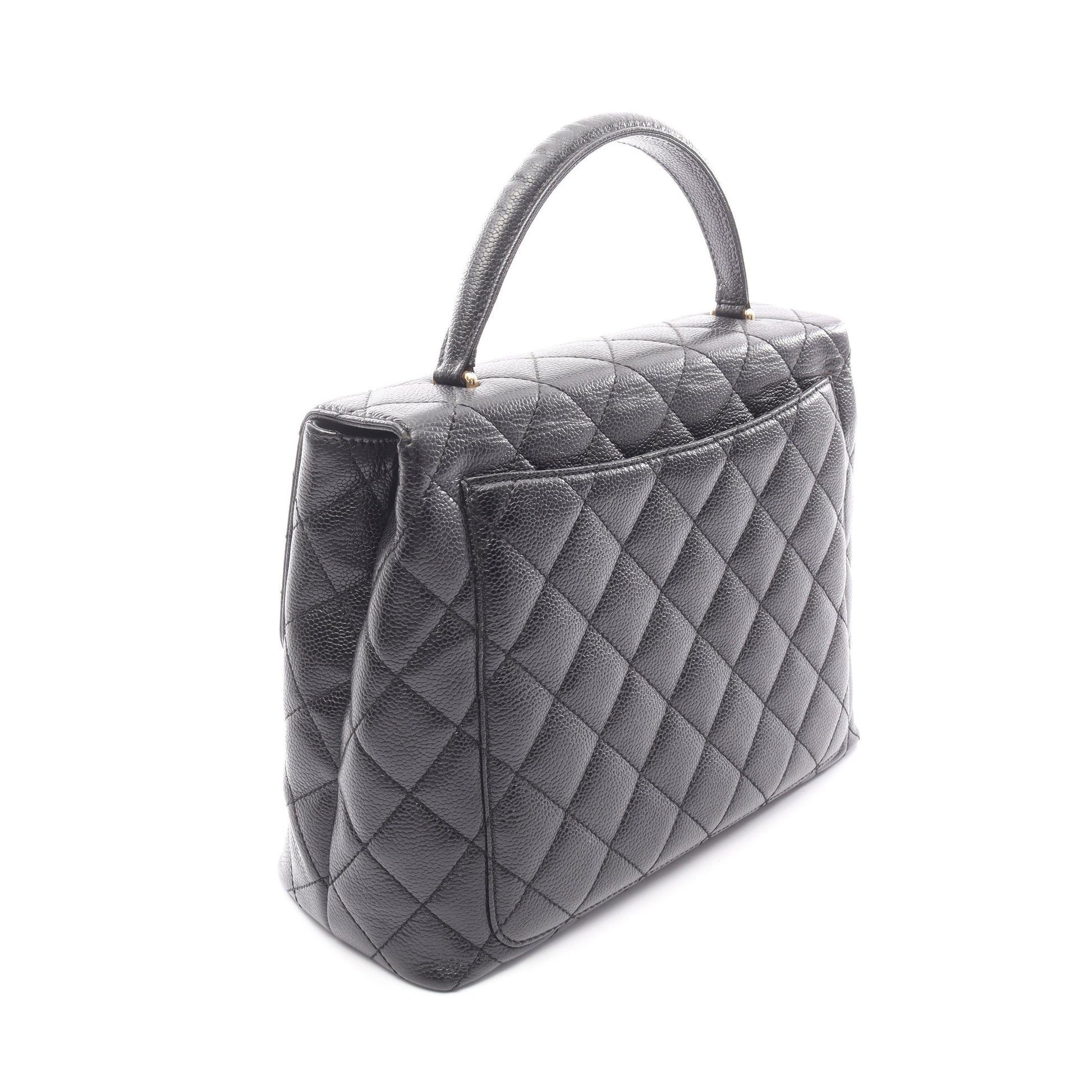 マトラッセ ハンドバッグ キャビアスキン ブラック ゴールド金具 シャネル バッグ CHANEL