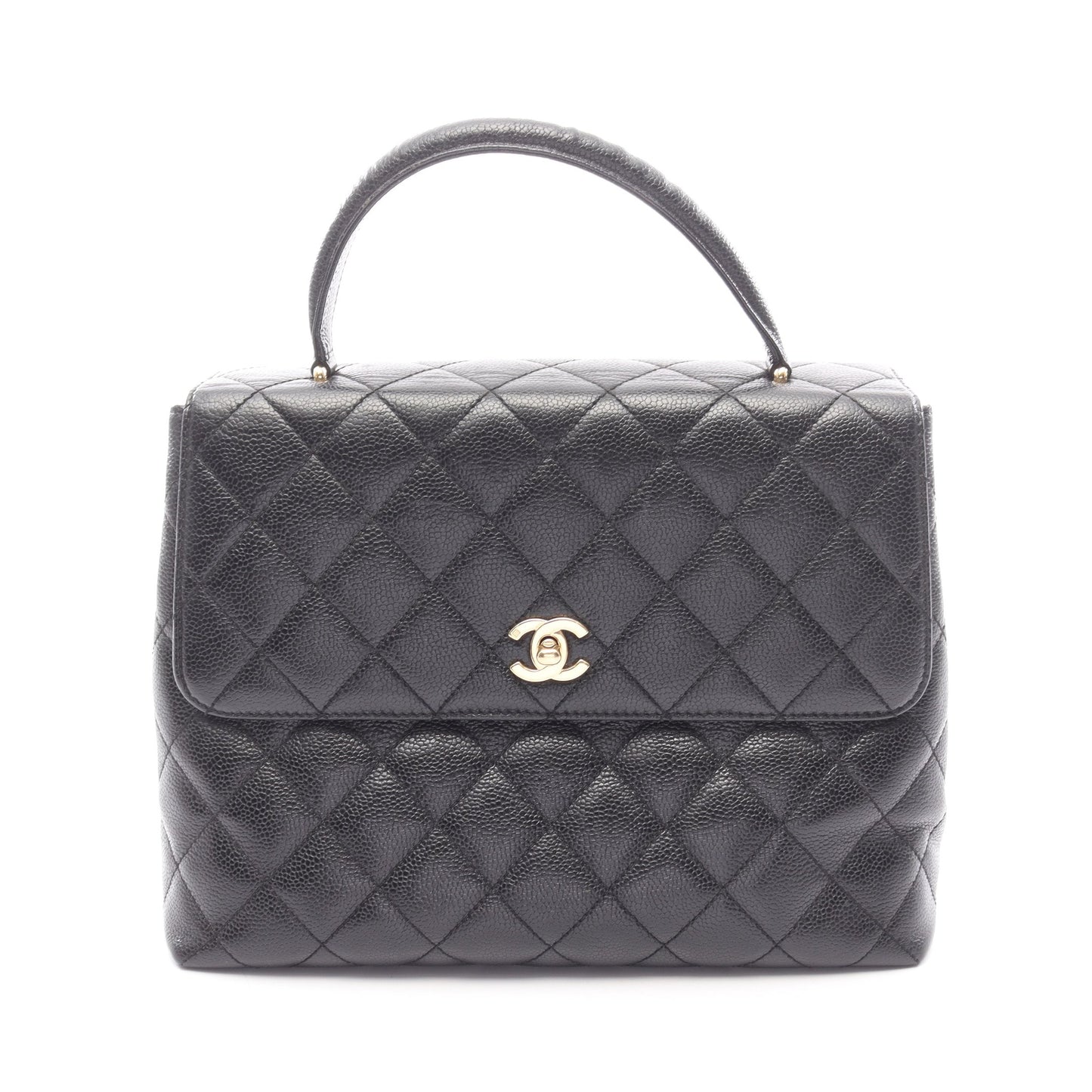 マトラッセ ハンドバッグ キャビアスキン ブラック ゴールド金具 シャネル バッグ CHANEL