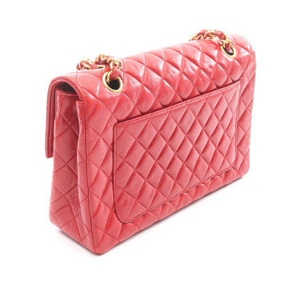 マトラッセ シングルフラップ チェーンショルダーバッグ ラムスキン レッド ゴールド金具 シャネル バッグ CHANEL