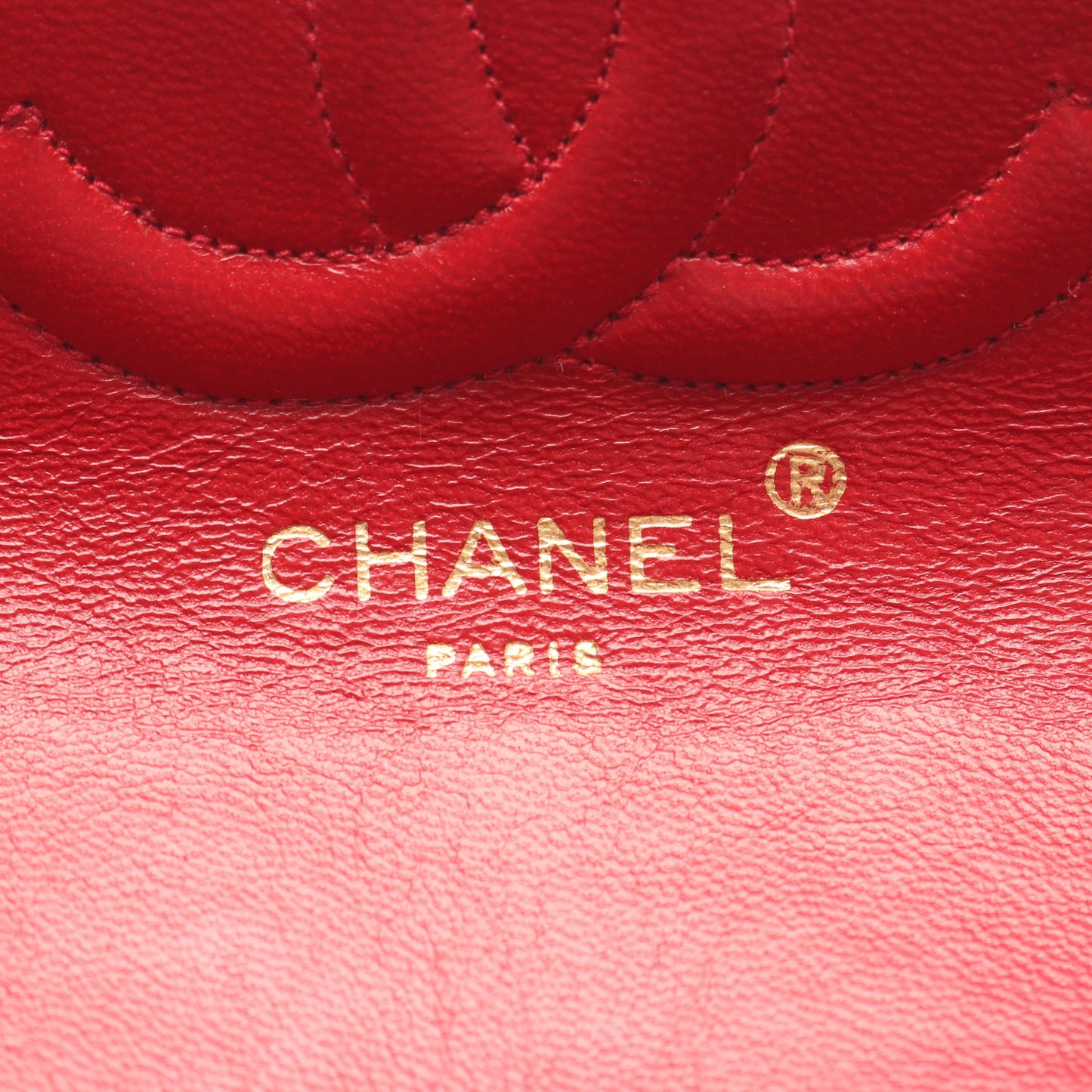 マトラッセ シングルフラップ チェーンショルダーバッグ ラムスキン レッド ゴールド金具 シャネル バッグ CHANEL