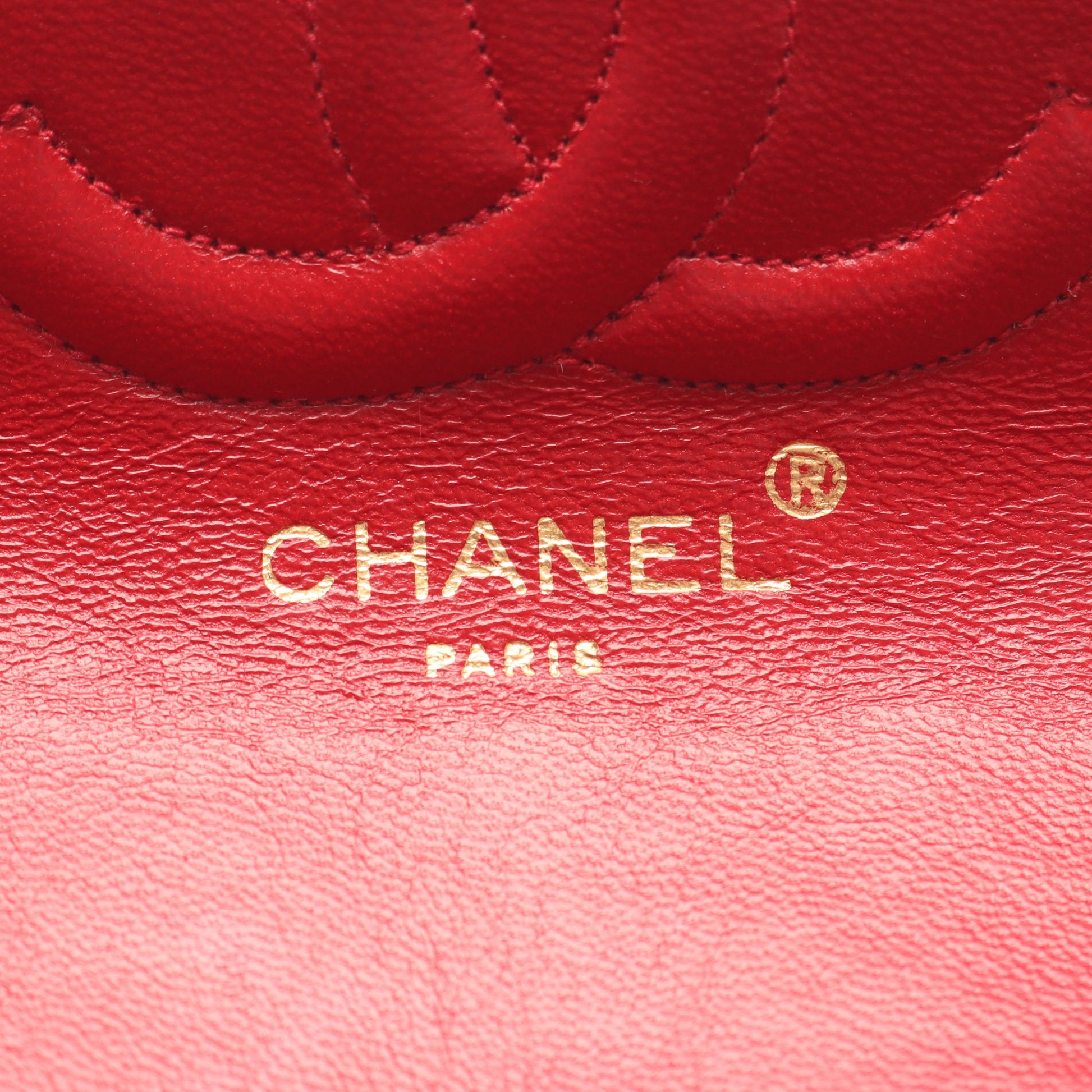 マトラッセ シングルフラップ チェーンショルダーバッグ ラムスキン レッド ゴールド金具 シャネル バッグ CHANEL