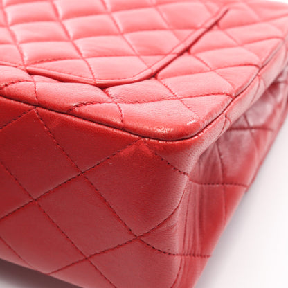 マトラッセ シングルフラップ チェーンショルダーバッグ ラムスキン レッド ゴールド金具 シャネル バッグ CHANEL