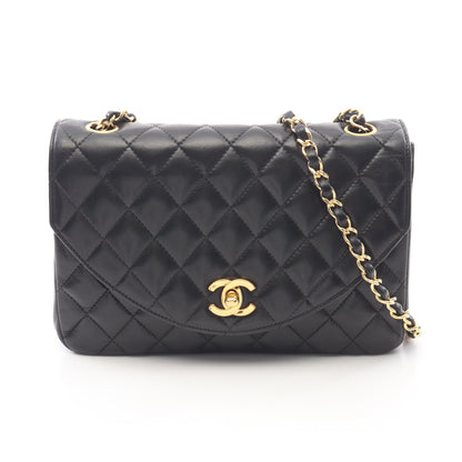 マトラッセ ラウンドフラップ チェーンショルダーバッグ ラムスキン ブラック ゴールド金具 シャネル バッグ CHANEL