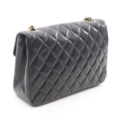マトラッセ ラウンドフラップ チェーンショルダーバッグ ラムスキン ブラック ゴールド金具 シャネル バッグ CHANEL