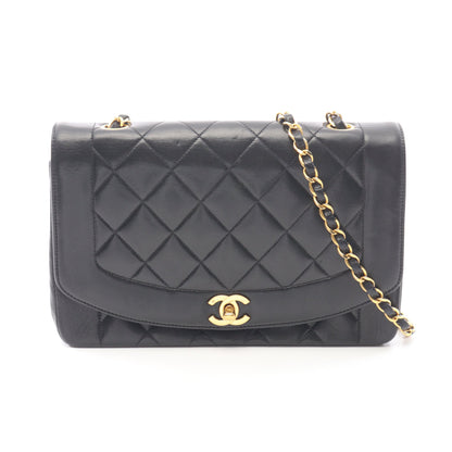 マトラッセ ダイアナフラップ チェーンショルダーバッグ ラムスキン ブラック ゴールド金具 シャネル バッグ CHANEL