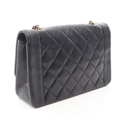マトラッセ ダイアナフラップ チェーンショルダーバッグ ラムスキン ブラック ゴールド金具 シャネル バッグ CHANEL