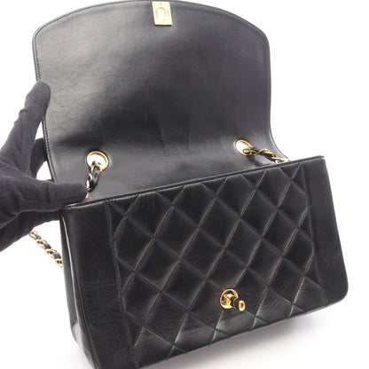 マトラッセ ダイアナフラップ チェーンショルダーバッグ ラムスキン ブラック ゴールド金具 シャネル バッグ CHANEL