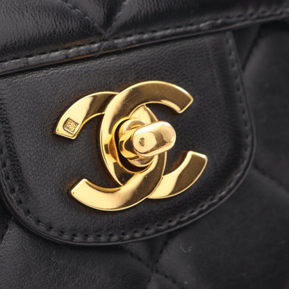 マトラッセ Wチェーンショルダーバッグ ラムスキン ブラック ゴールド金具 シャネル バッグ CHANEL