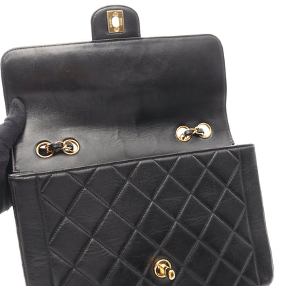 マトラッセ Wチェーンショルダーバッグ ラムスキン ブラック ゴールド金具 シャネル バッグ CHANEL