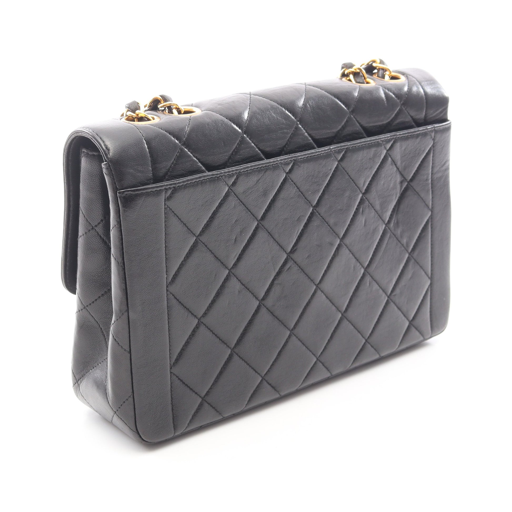 マトラッセ Wチェーンショルダーバッグ ラムスキン ブラック ゴールド金具 シャネル バッグ CHANEL