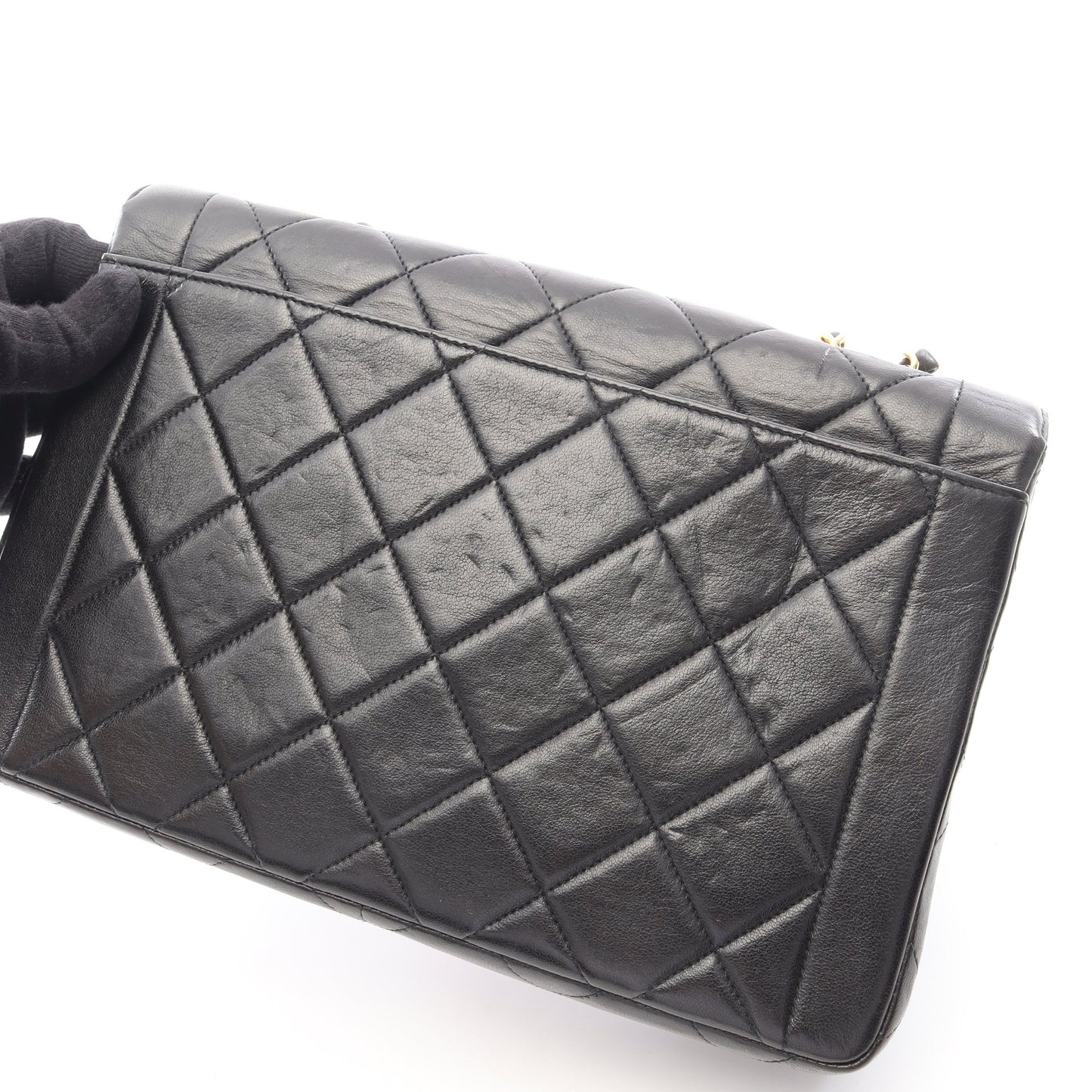 マトラッセ Wチェーンショルダーバッグ ラムスキン ブラック ゴールド金具 シャネル バッグ CHANEL